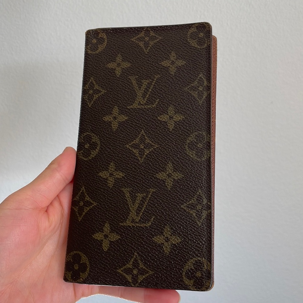 Louis Vuitton Monogram Canvas Tall Wallet in Brown and Gold
